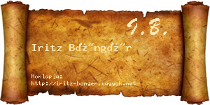 Iritz Böngér névjegykártya